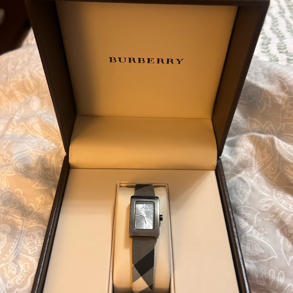 Burberry Women's Watch with Black and Gray Checkered Strap